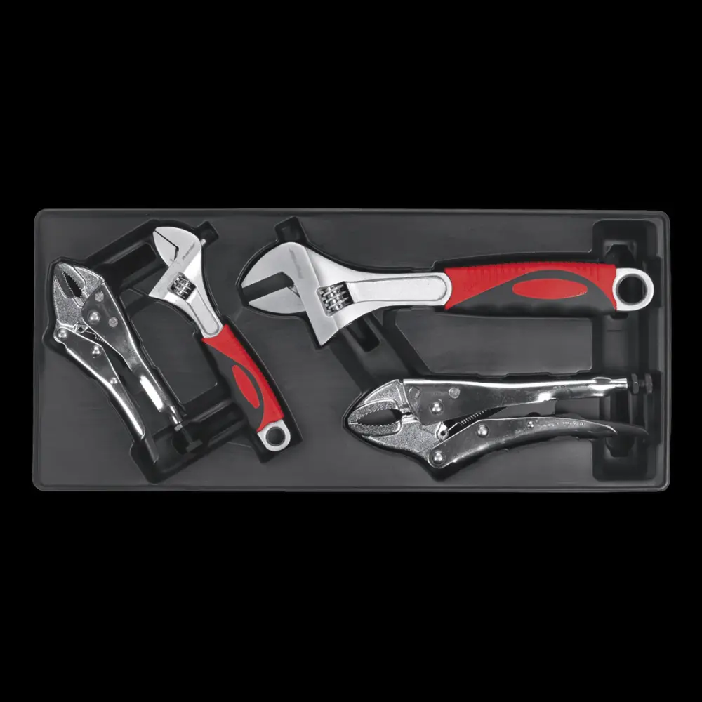 Magnetic Strip Sealey TBT04 Tool Tray Locking Pliers & Adjustable Wrench Place 4pc
