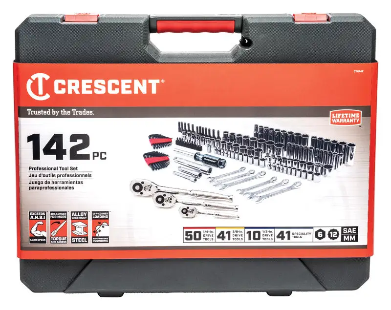 Crescent 142-Piece Metric SAE 6 12 Point Mechanics Tool Set