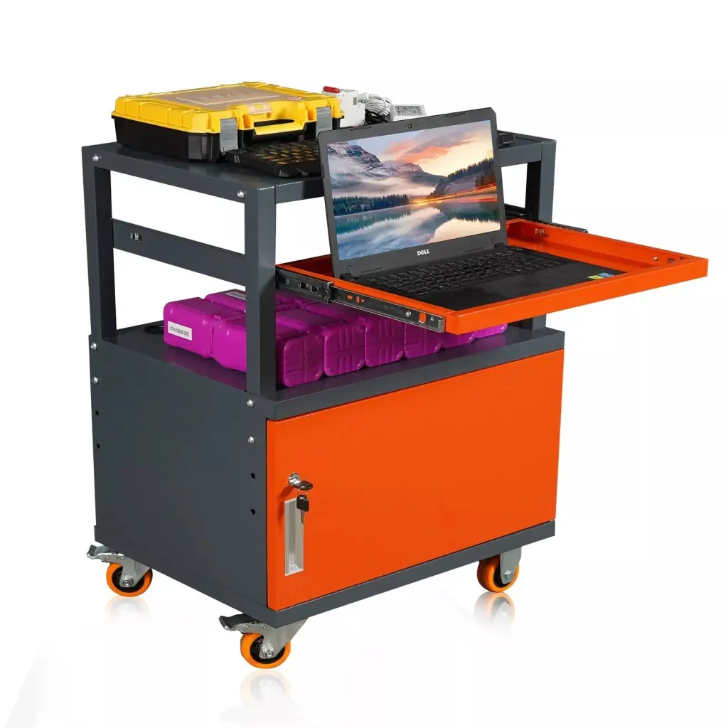 Tool Trolley Laptop Tool Trolley Drawer Gray ABS Steel Q2 Workshop and Office w2612