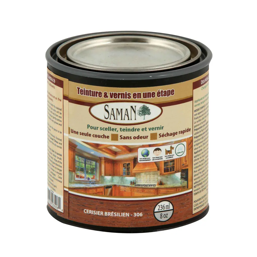 Brazilian Cherry One Step Wood Stain and Varnish, 236 ml
