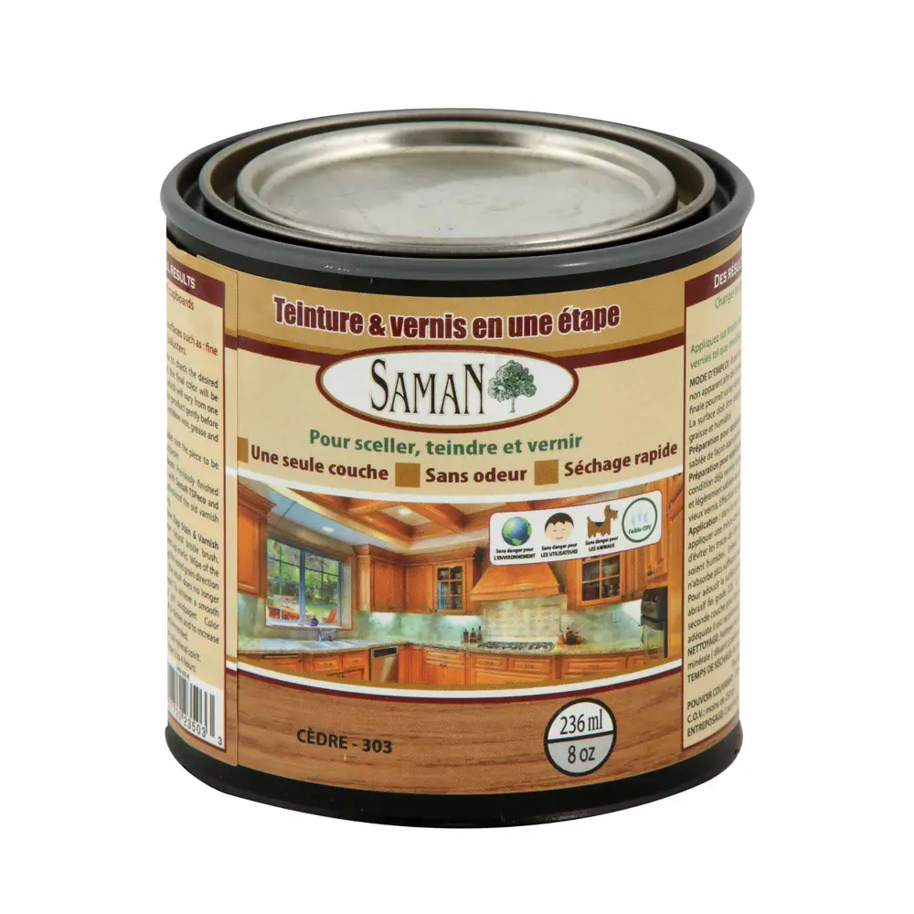 Cedar One Step Wood Stain and Varnish, 236 ml