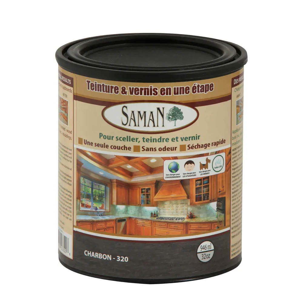 Charcoal One Step Wood Stain and Varnish, 946 ml