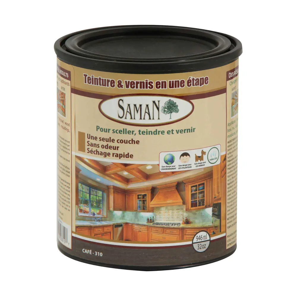 Coffee One Step Wood Stain and Varnish, 946 ml