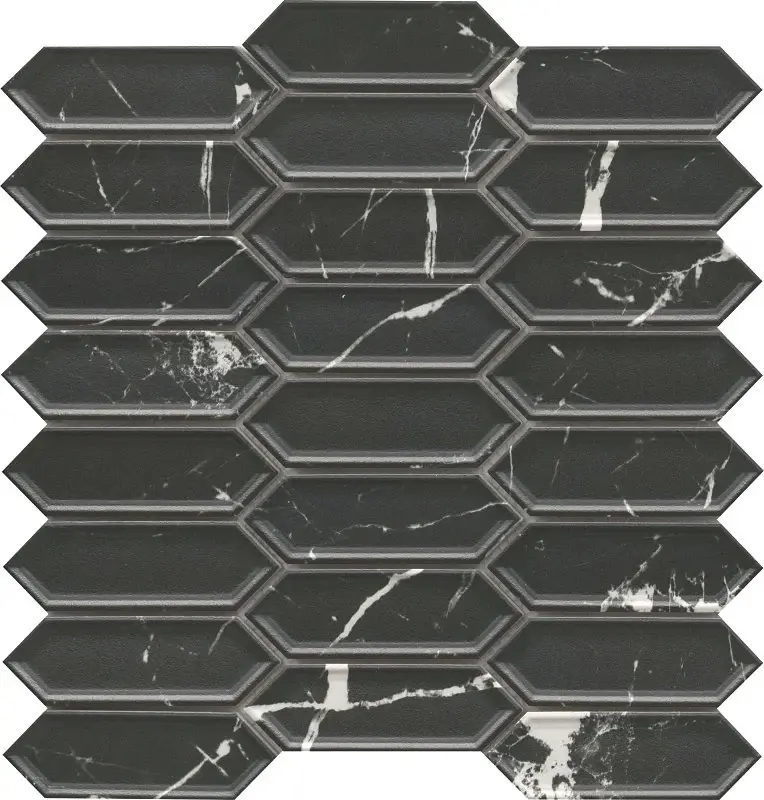 Emser Tile Elegan Series W95ELEGNE1111MPKM Porcelain Mosaic Tile, 13 L Tile, 10 W Tile, Pressed Edge, Nero