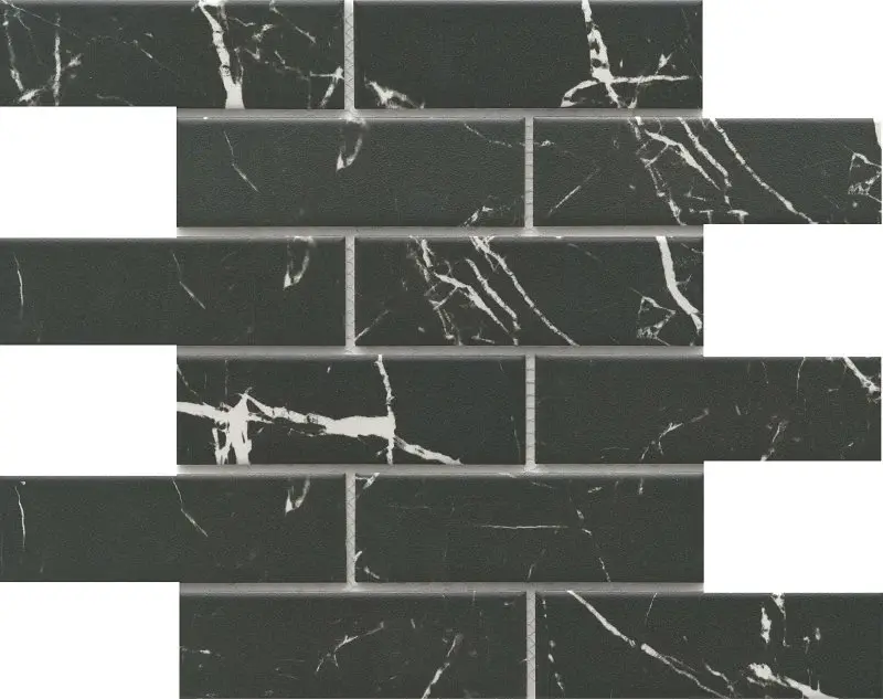 Emser Tile Elegan Series W95ELEGNE1112MOFM Porcelain Mosaic Tile, 12 L Tile, 11 W Tile, Pressed Edge, Nero