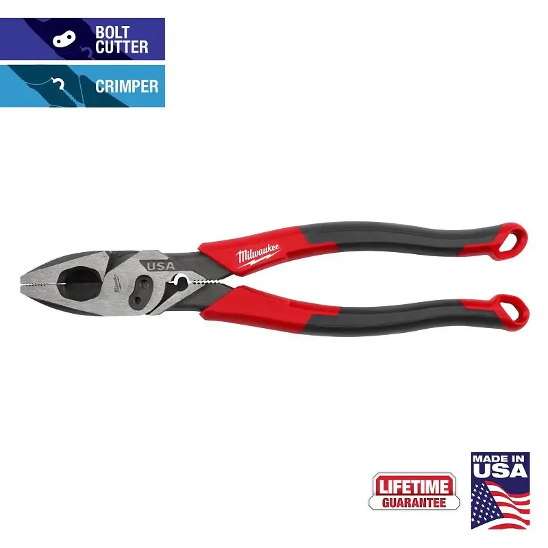 Milwaukee MT550C Lineman's Pliers, 1.39 Jaw Opening, 0.74 W Jaw, 9 OAL