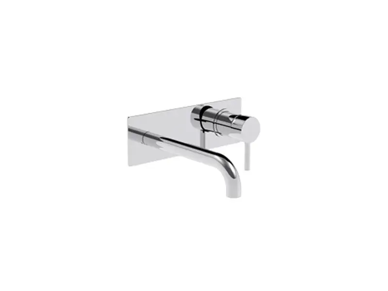 Tech Wall Mounted Basin Mixer & Back Plate - Shiny metal Easy Installation