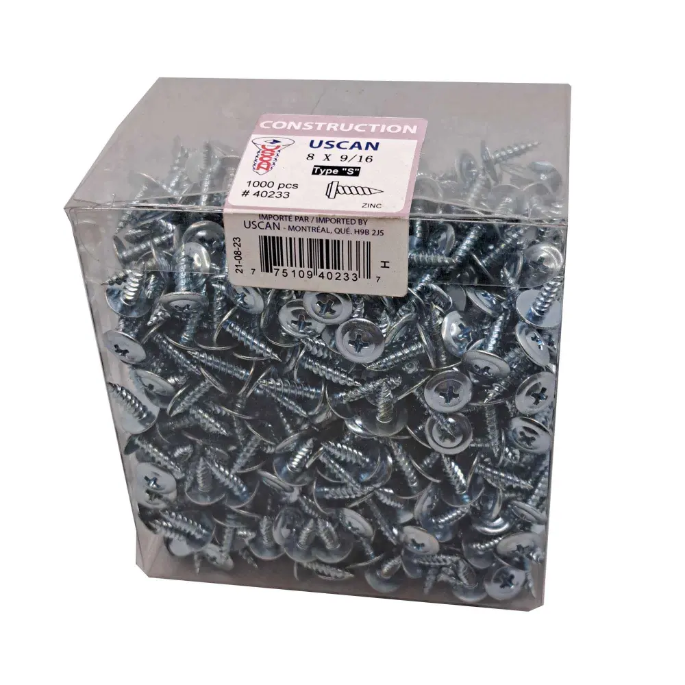Zinc Plated Type "S" Drywall Wafer K-Lath, #8 x 9/16" (1,000 Units)