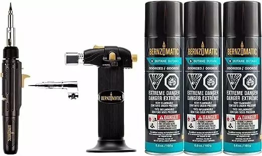 Bernzomatic Creator Torch Kit Maker Precision Torch and Detail Torch Bundle 3 Butane 5.6oz Refill Cylinders