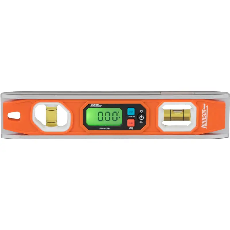 Johnson 10 Inch Aluminum Magnetic Programmable Digital Torpedo Level 2 Vials