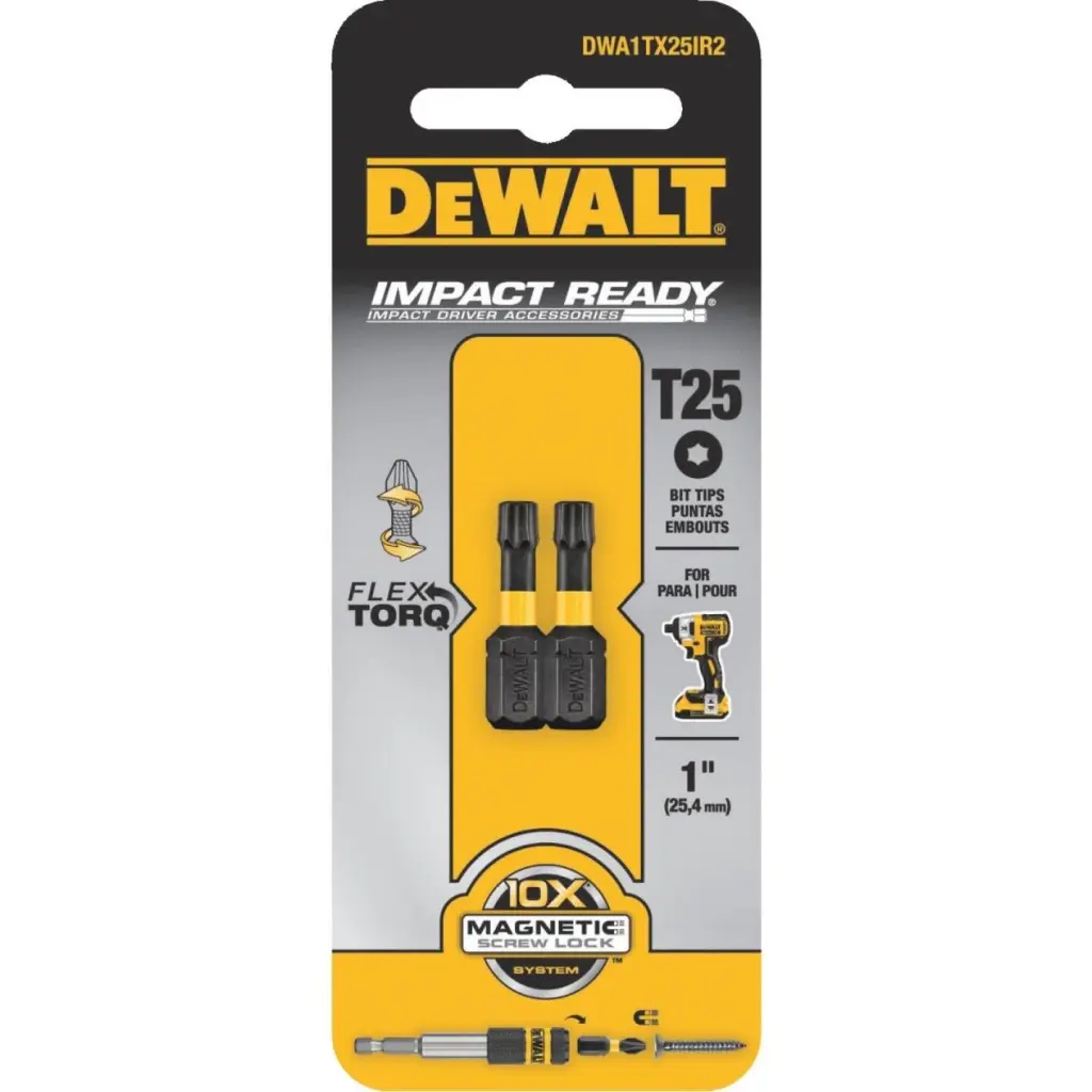 DeWalt FlexTorq 1-Inch T25 TORX Insert Impact Screwdriver Bit 2-Pack