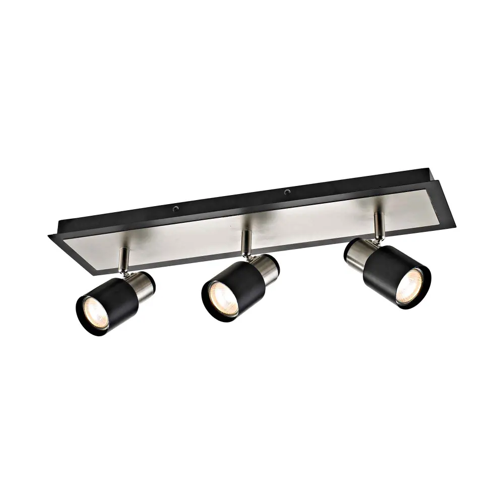 Jackson 3-Head Track Light Satin-brushed Nickel and Matte Black, 20.5" x 6.1"