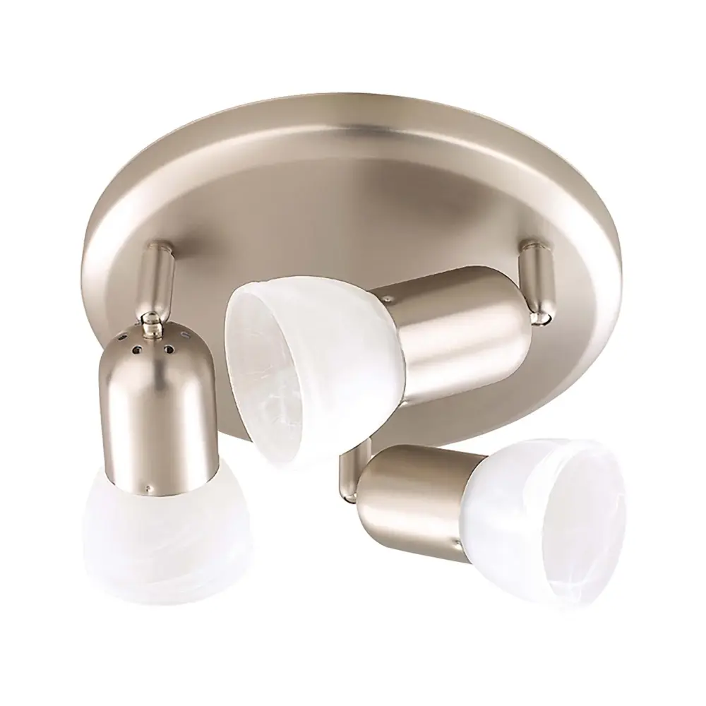 Jasper 3-Head Plate Affix Light Fixture, Brushed Pewter