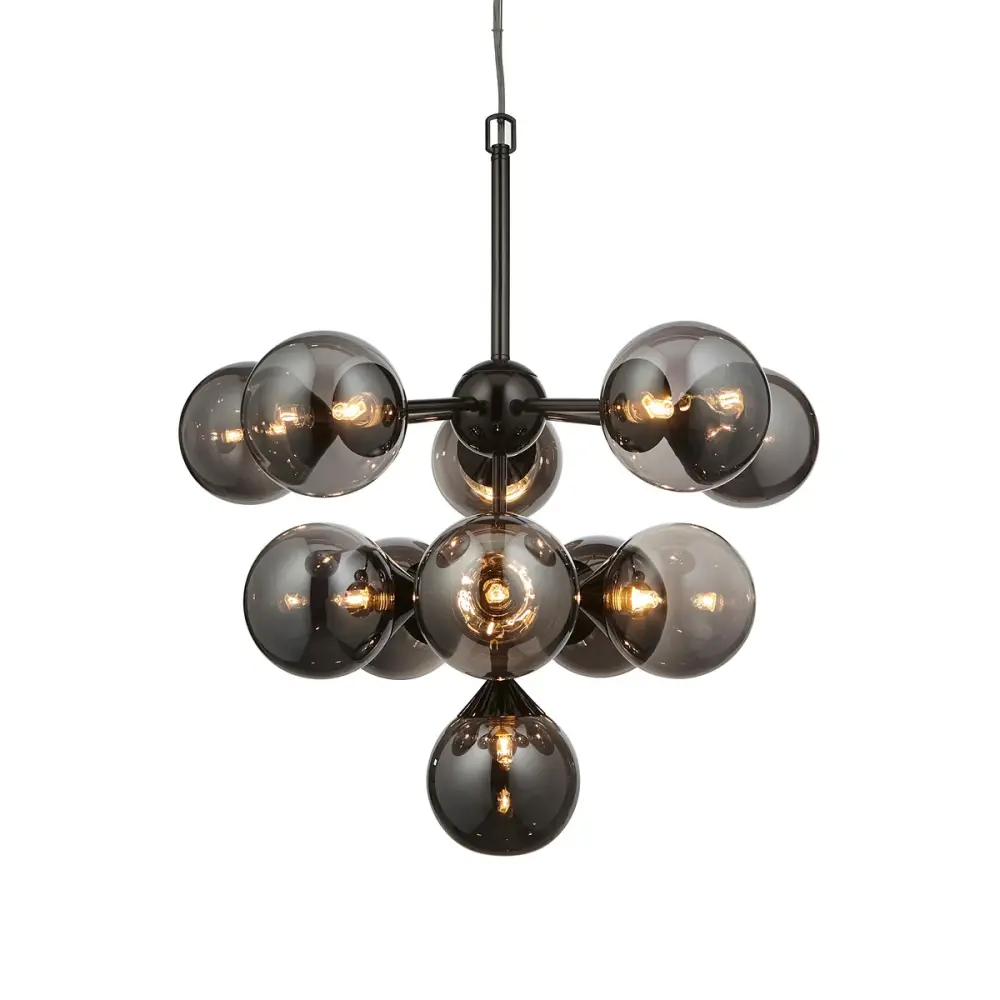 Oscar 11 Pendant Light - Smoked Black & Chromium