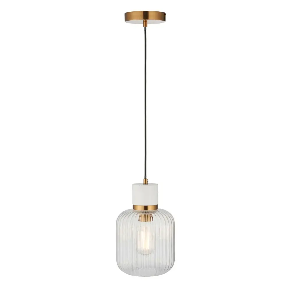 Travi Volakas Marble Ribbed 1 Pendant Buoyant - White