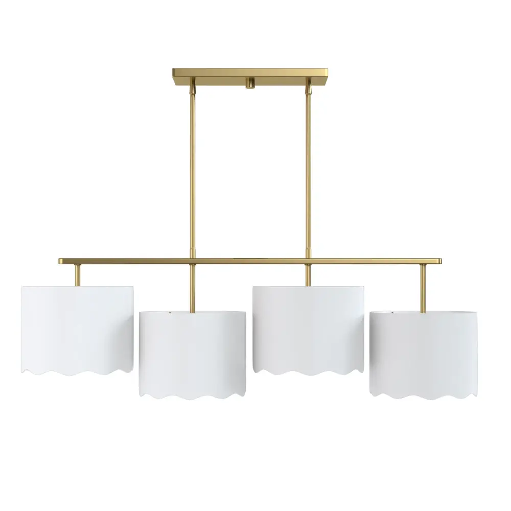 Twilight 4-Light Soft-touch Brass & White Modern Linear Pendant Light #P39003