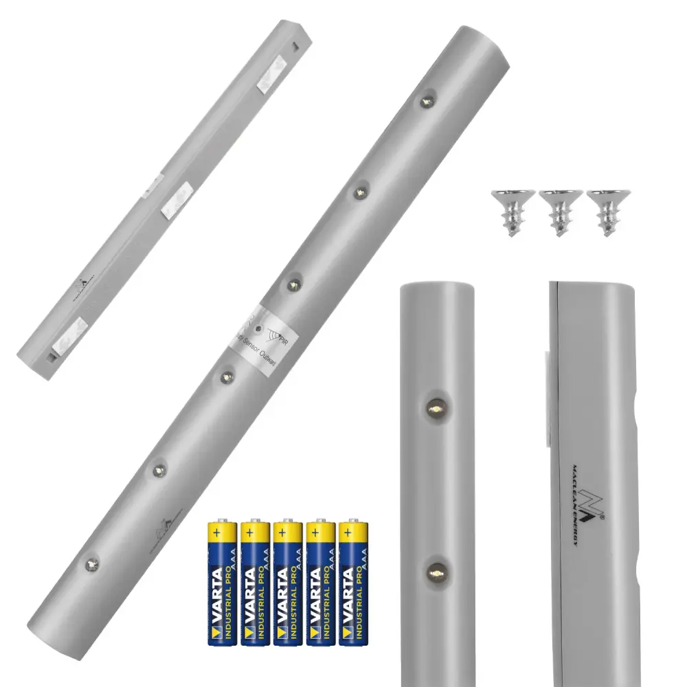 Maclean 6LED under-cabinet kitchen airy, oblong, motion sensor, 5xAA, MCE123 + 5x AAA alkaline battery Varta Industrial Sa...