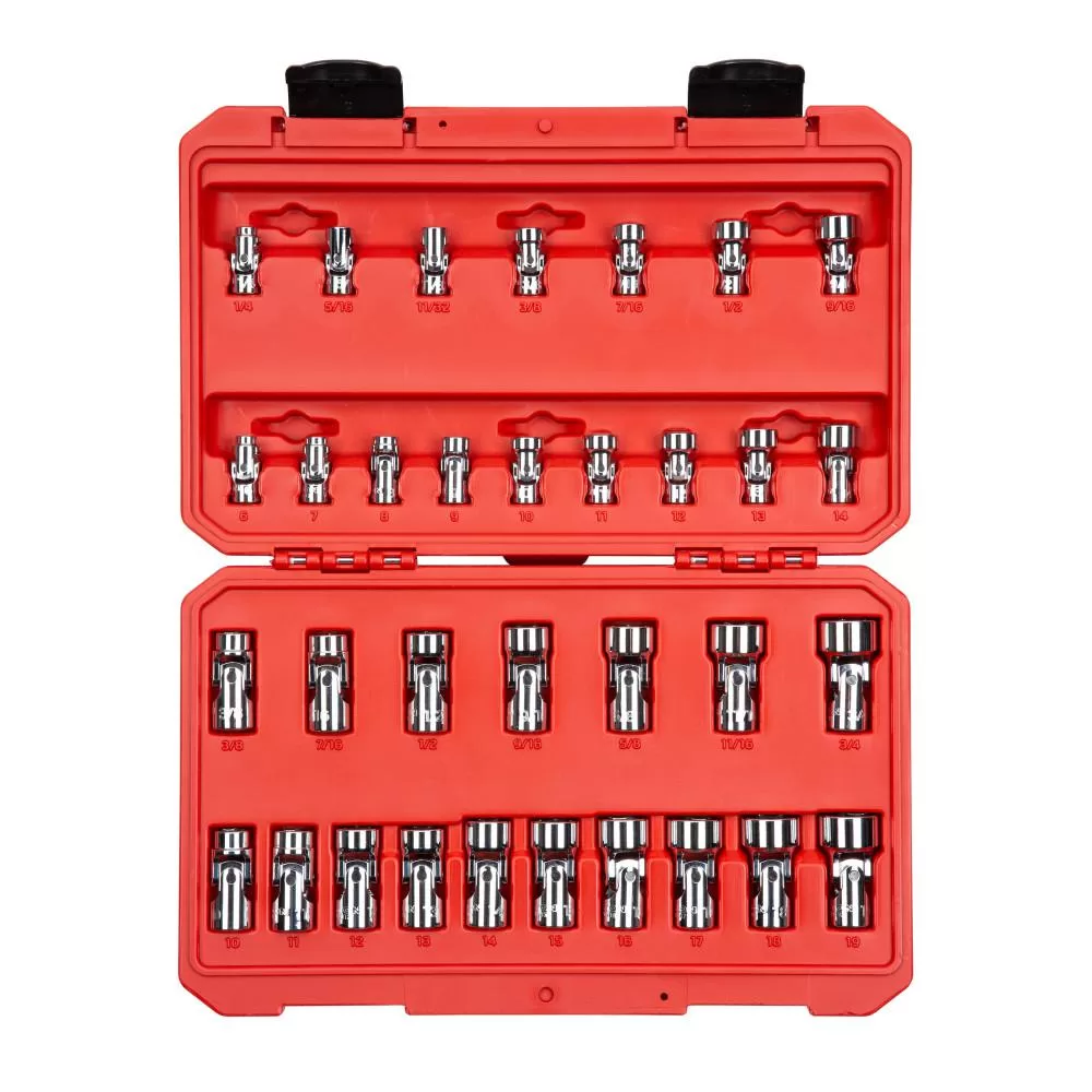 TEKTON 1/4, 3/8 . Drive Universal Joint Socket Set 33-Piece Versatile Kit