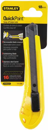 18mm Snap-Off Knife Quick Blade Changes and Precision Work Stanley Tool