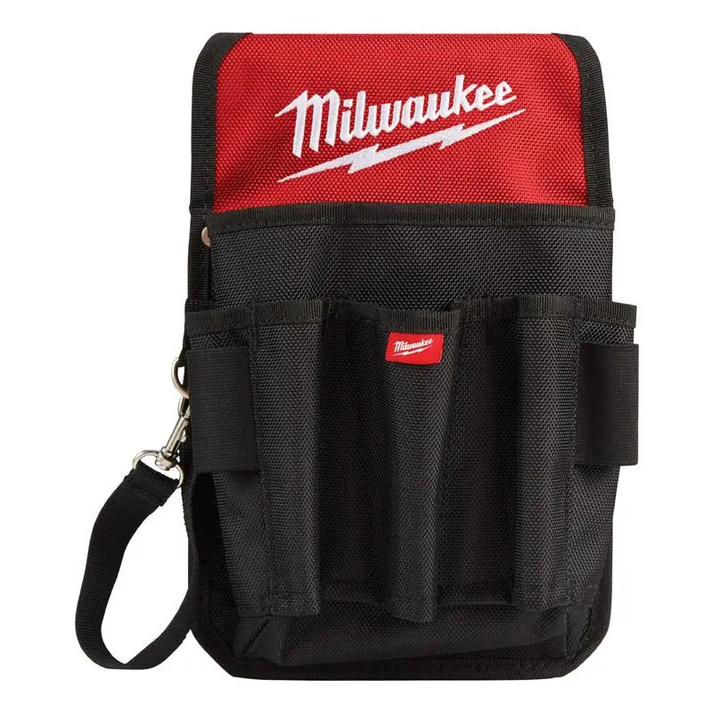 Milwaukee 6.7 . W x 10.75 . H Ballistic Nylon Utility Pouch 9 Pocket Black/Red