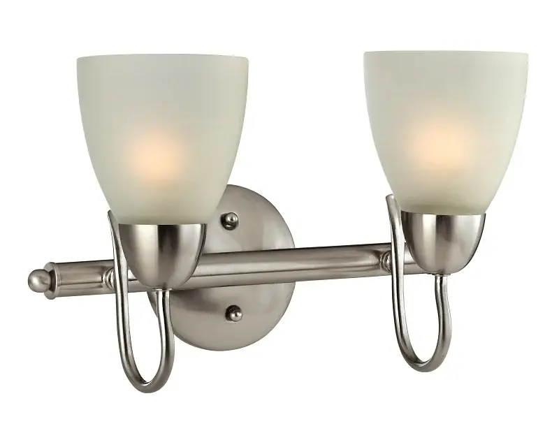 Boston Harbor V83NK02 Vanity Bar Fixture, 60 W, 2-Lamp, A19 or CFL Lamp, Steel Fixture, Satin-brushed Nickel Fixture