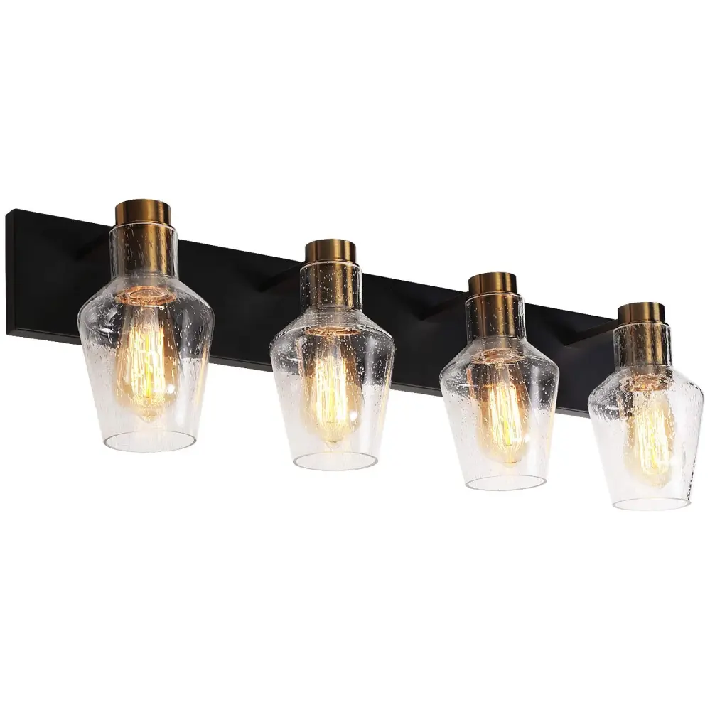 ESCENA VintageVision Seedy Glass Quatro-heads Vanity Lights - 40W ST26 Bulb Options