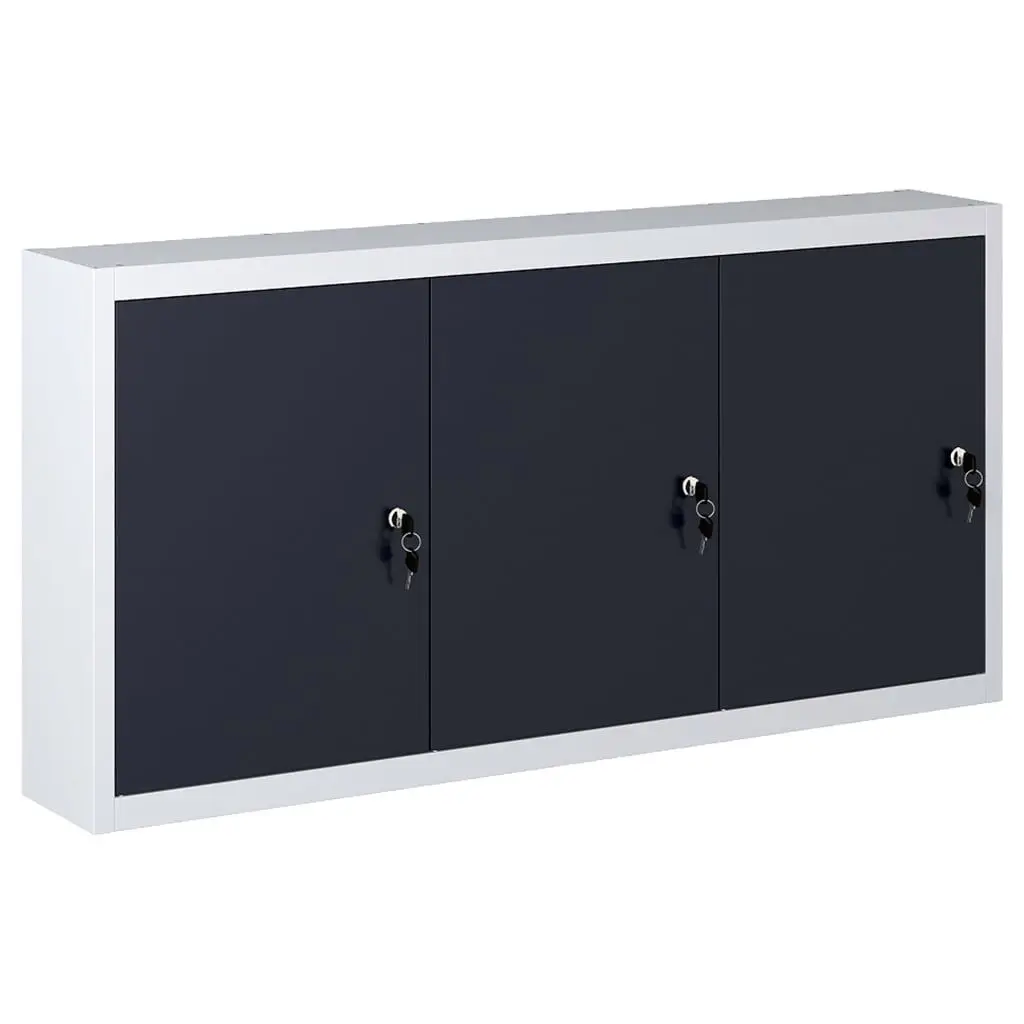 Wall Mounted Tool Cabinet Industrial Style Metal Gray and Black Garage Storage