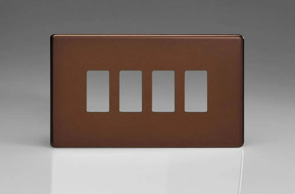 Varilight XDMPGY4S Screwless Mocha 4 Gang PowerGrid Plate (Twin Plate) 10-Pack