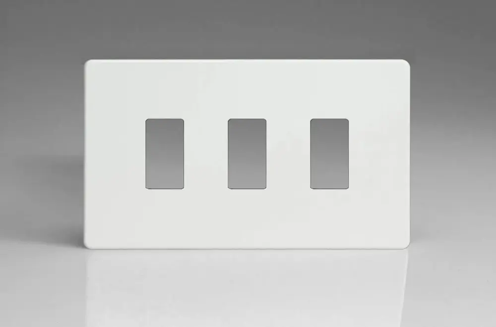 Varilight XDQPGY3S Screwless High-end White 3 Gang PowerGrid Plate (Twin Plate)
