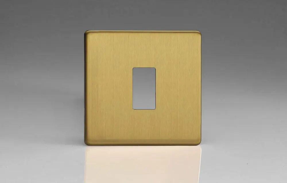 Varilight XDBPGY1S Screwless Brushed Brass 1-Gang PowerGrid Plate individual Plate)