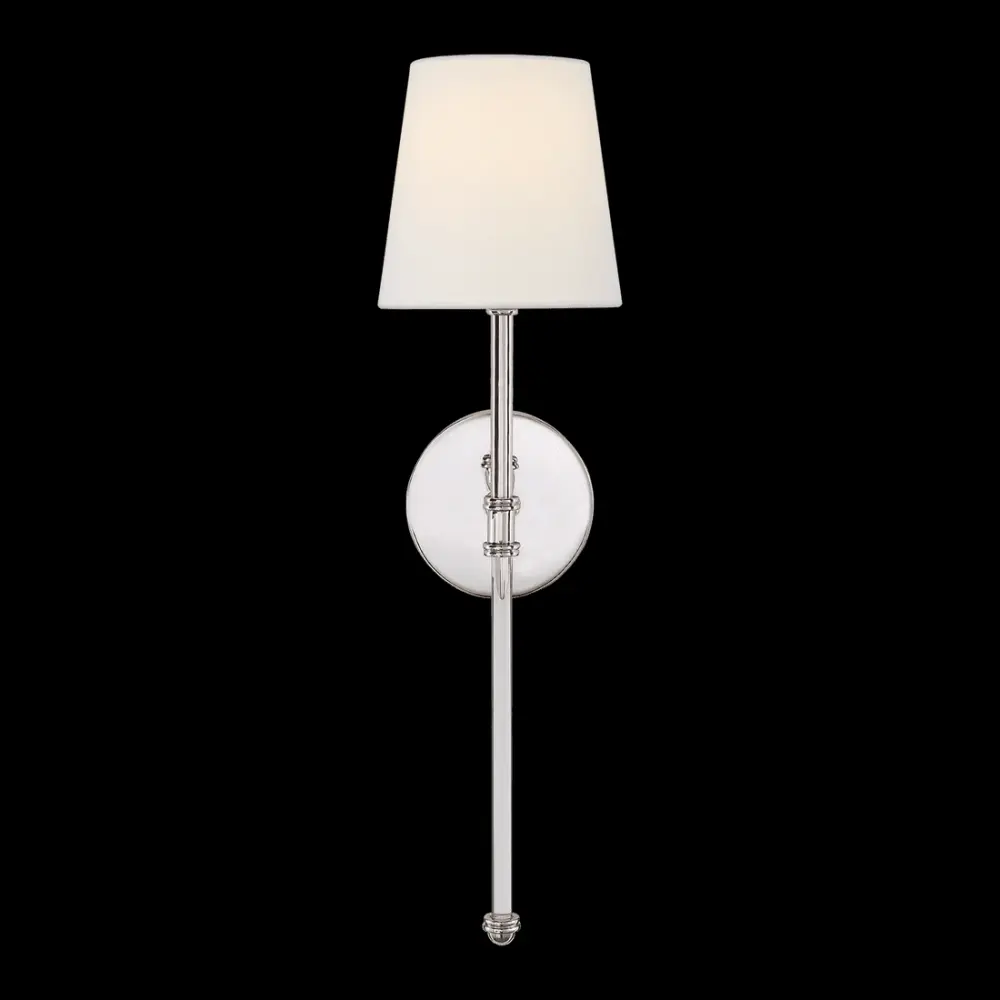 Camille Sconce - Smooth Nickel Linen Shade