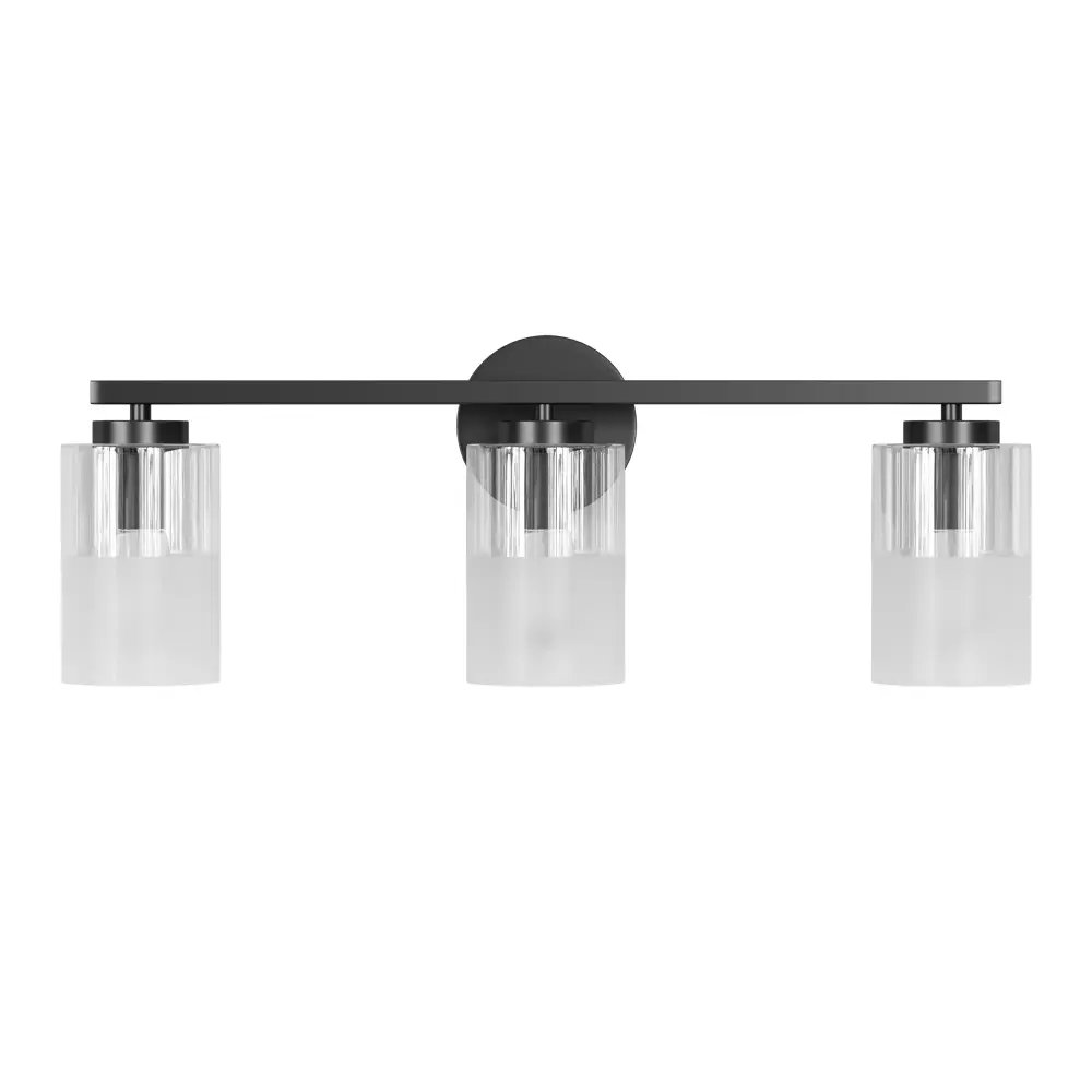 Glimmer 24W" 3-Light Dimmable Wall Sconce Frosted Glass And Crystal Glass, E26 Base,Modern Bathroom Vanity Light #29021