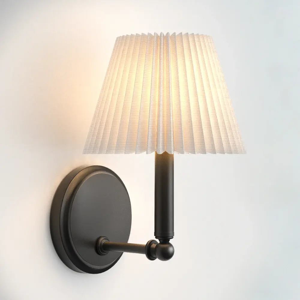 Glow Brass Armed Sconce White Flax Shade #39006