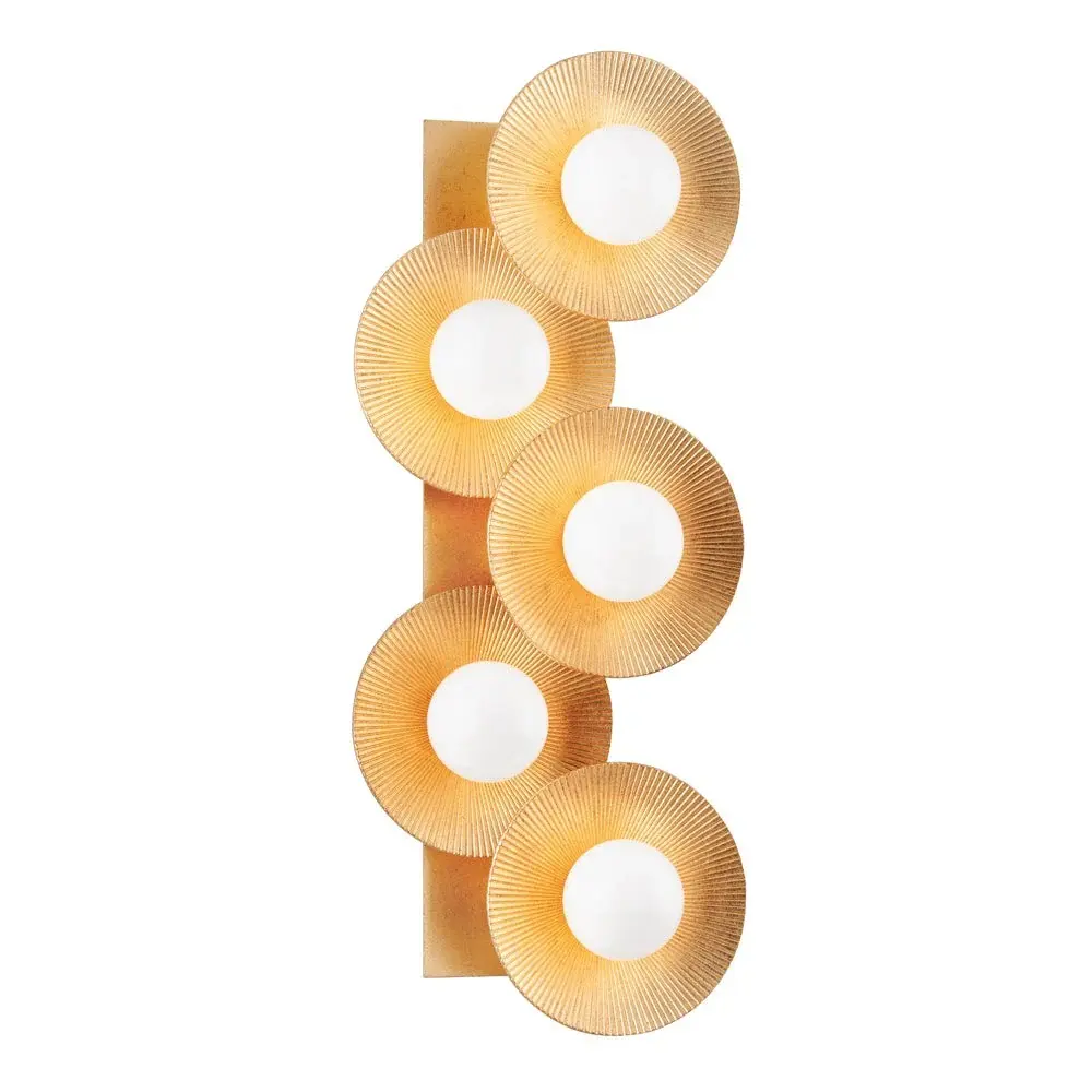 5 Light Wall Sconce - Vintage Gold Leaf