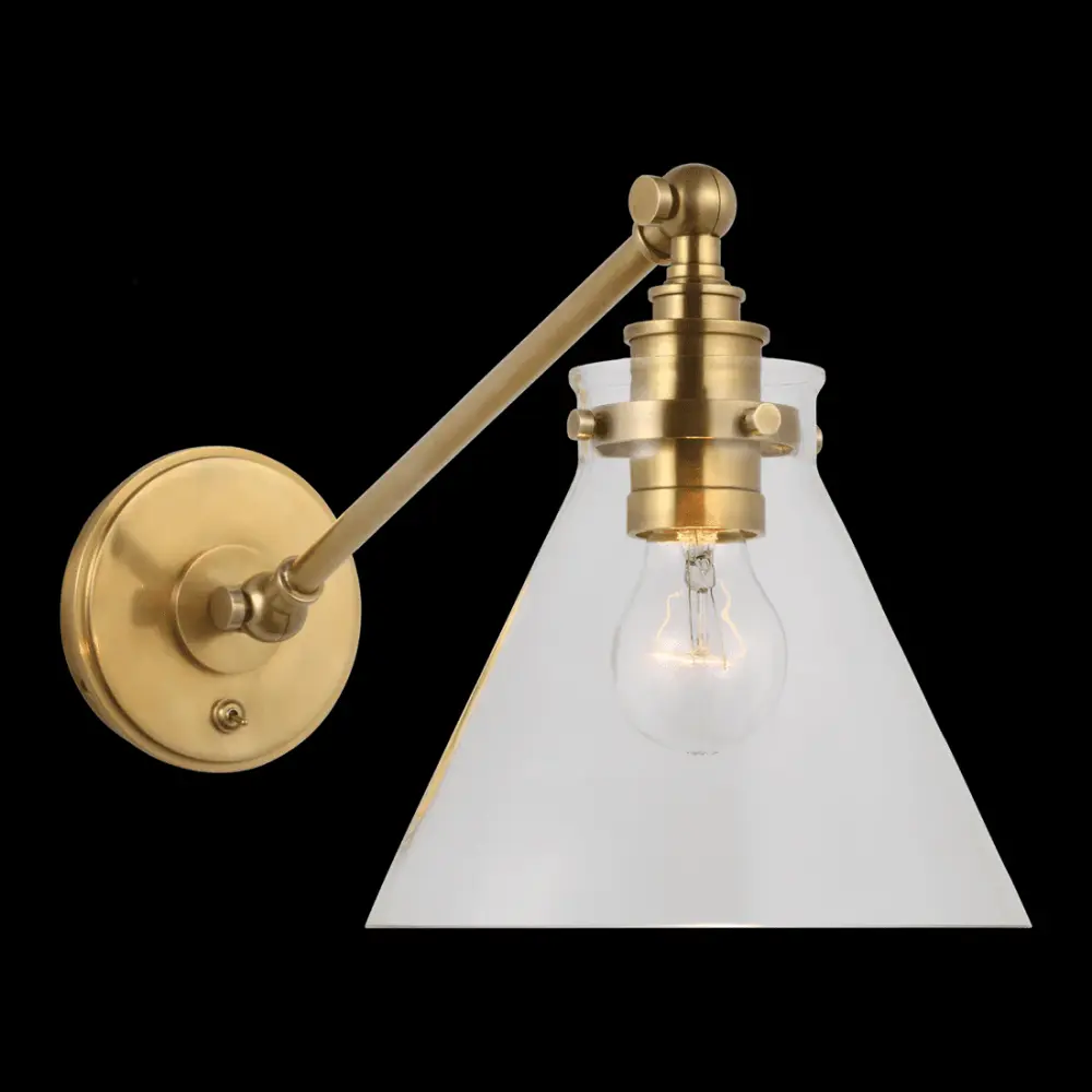 Parkington Single Library Wall Buoyant - Antique-Burnished Brass Clear Glass