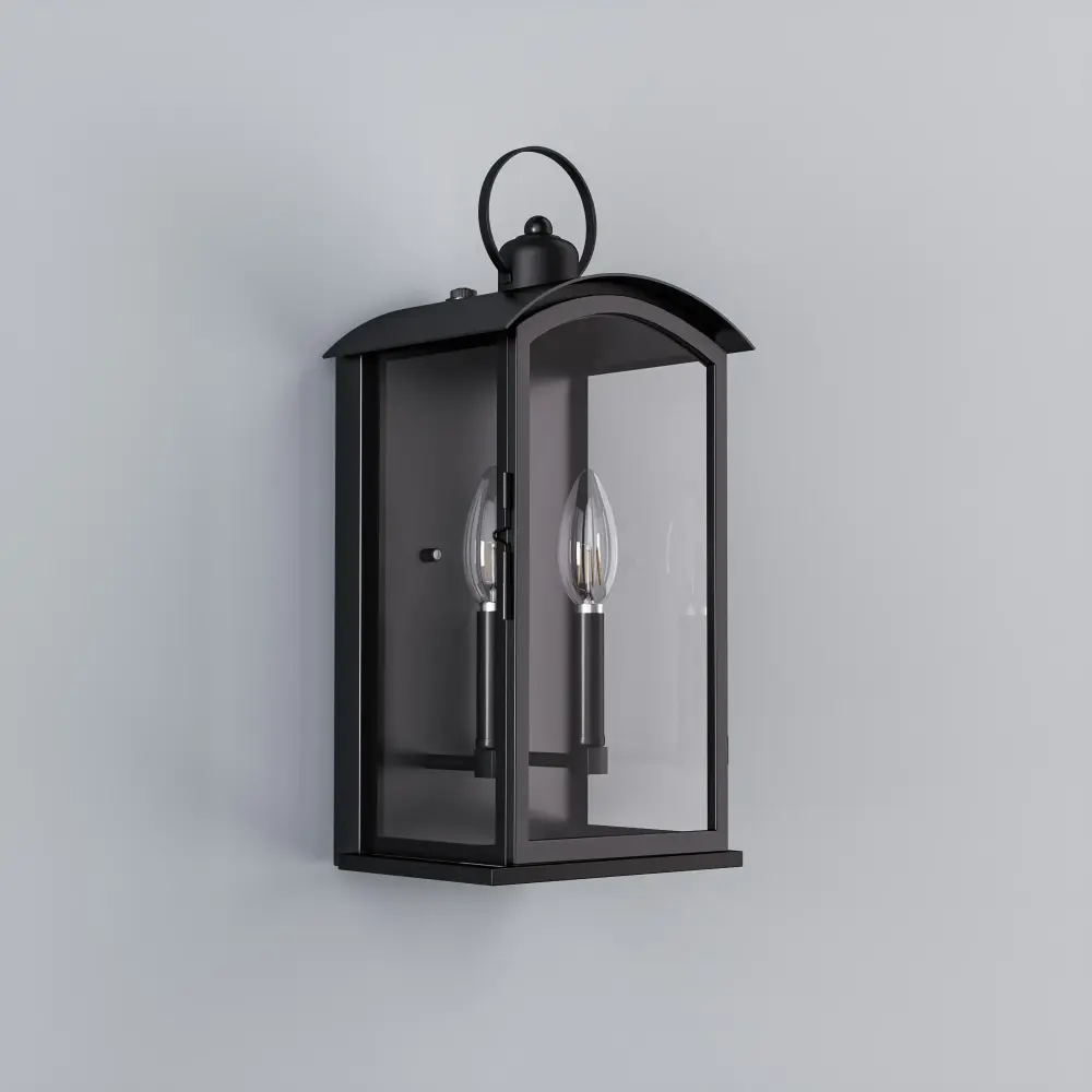 Solstice 19"H 2-Light Tempered Glass Outdoor Wall Lantern Dusk To Dawn #7069