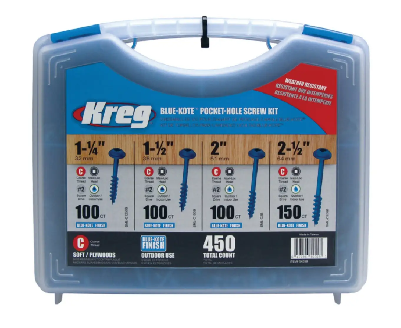 Kreg SK03B Blue-Kote Washer Resistant Screw Kit Outdoor Use