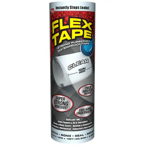 Flex Tape TFSCLRR1210 Rubberized Waterproof Tape 12x10 Clear As Seen On TV