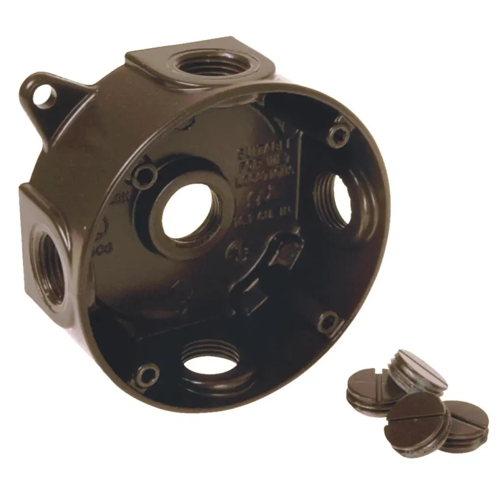 Bell 4-Inch 5-Outlet Bronze Weatherproof Outdoor Round Box