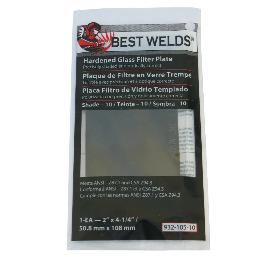 Best Welds Glass Filter Plate, Shade 10, 2 x 4-1/4 , Emerald 3 Pack