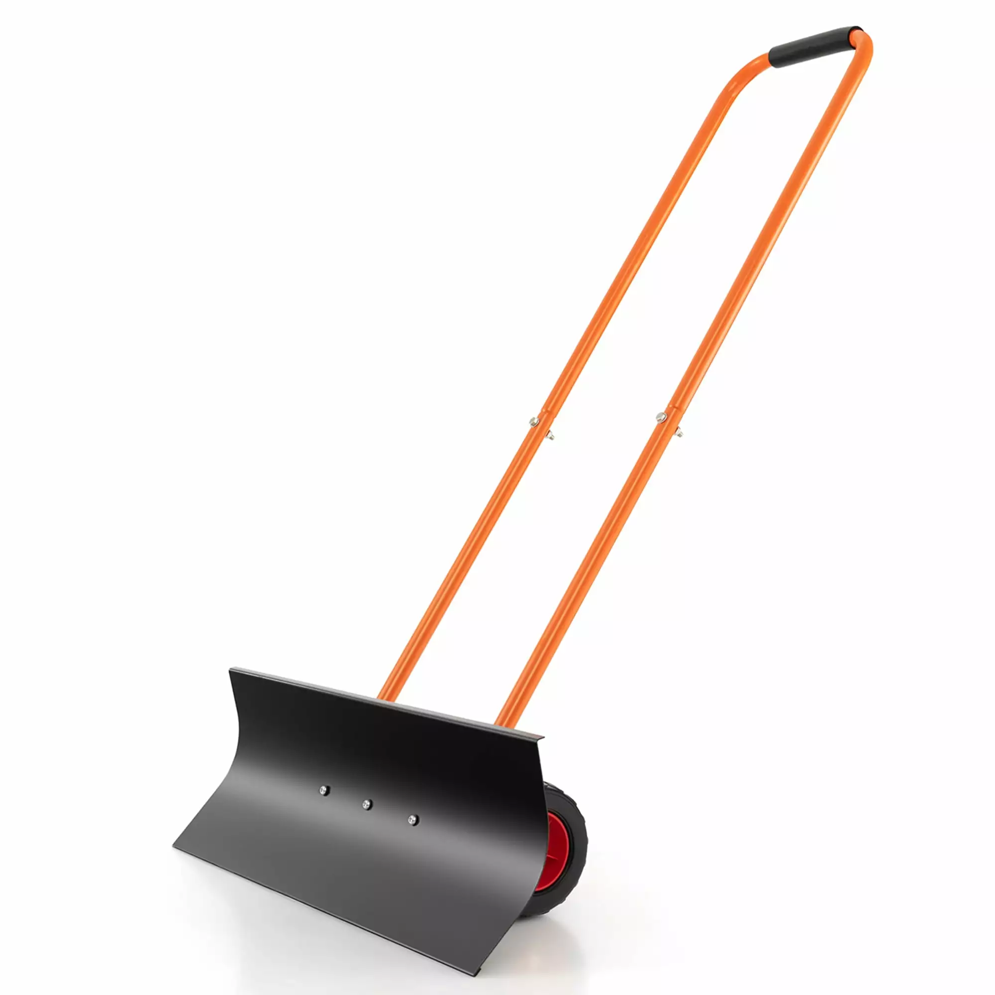 Costway 30 Snow Shovel Heavy-Duty Metal Adjustable Height Wheeled Snow Removal Pusher