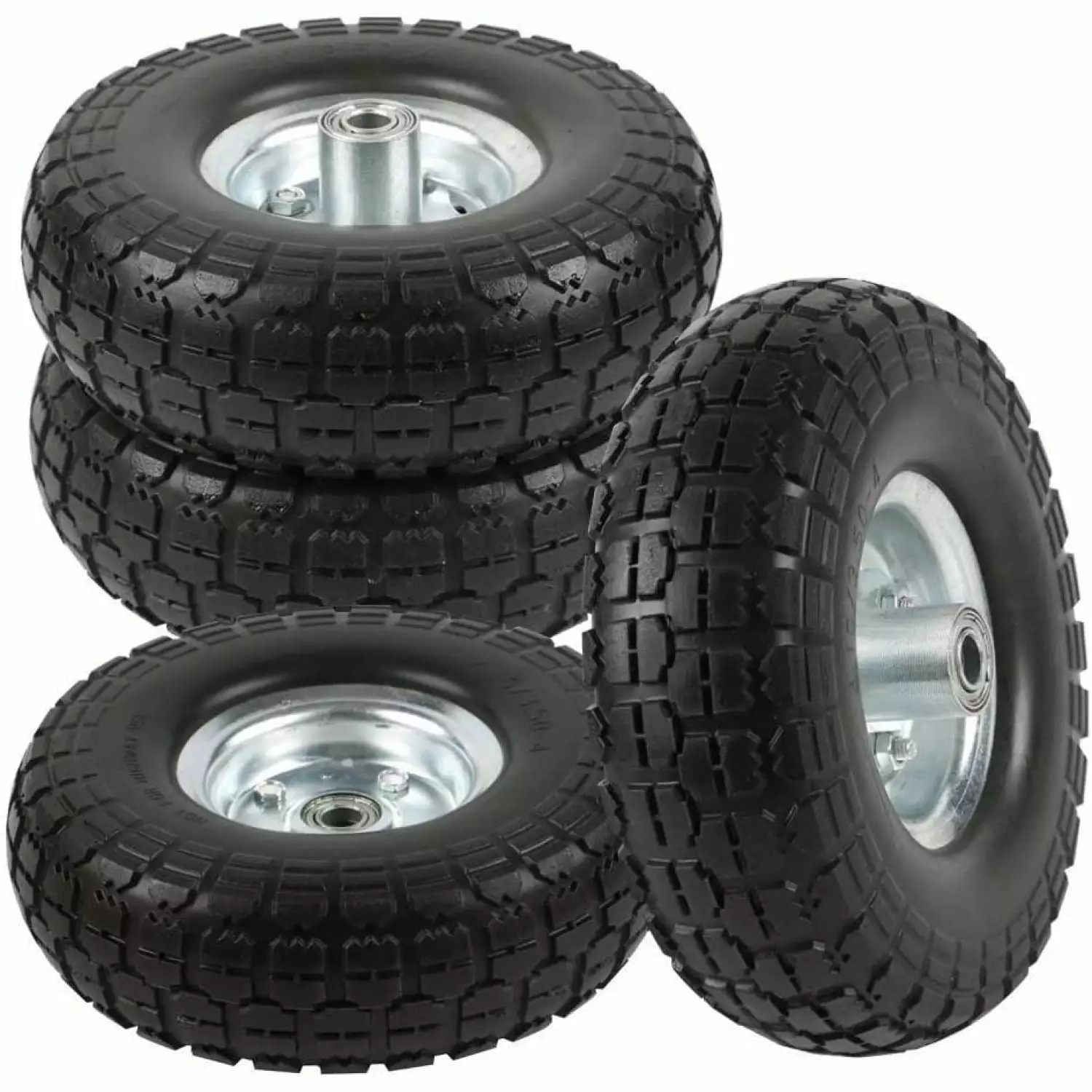 HNLLC 4 Pcs 10-Inch Solid Rubber Tyre Wheels Garden Utility Wagon Cart Trolley Tires Snowblower Lawn Mower Wheelbarrow Gen...