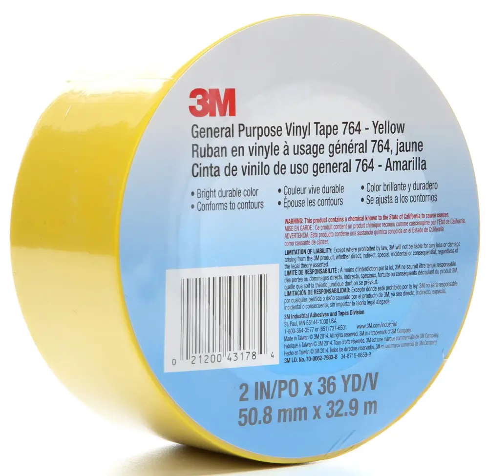 3M Vinyl Tape 764, General Purpose, Buoyant Traffic Floor Marking, Social Distancing, Color Coding, Safety, Bundling