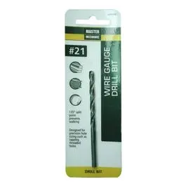 #21 3-1/4-Inch Wire Gauge Drill Bit Black Oxide Durability Master Mechanic