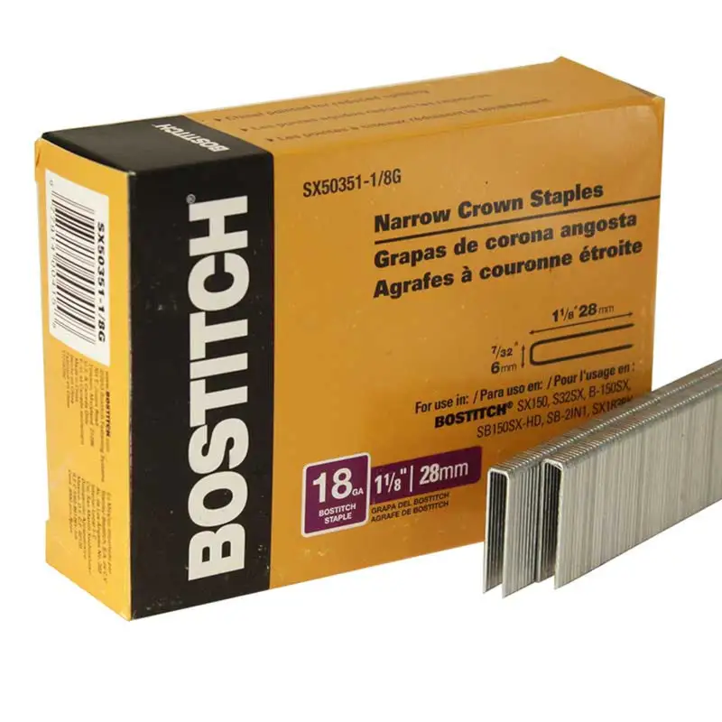 Bostitch 7/32x1-1/8 Inch Galvanized Steel Wire Staples 18 Gauge Upholstery