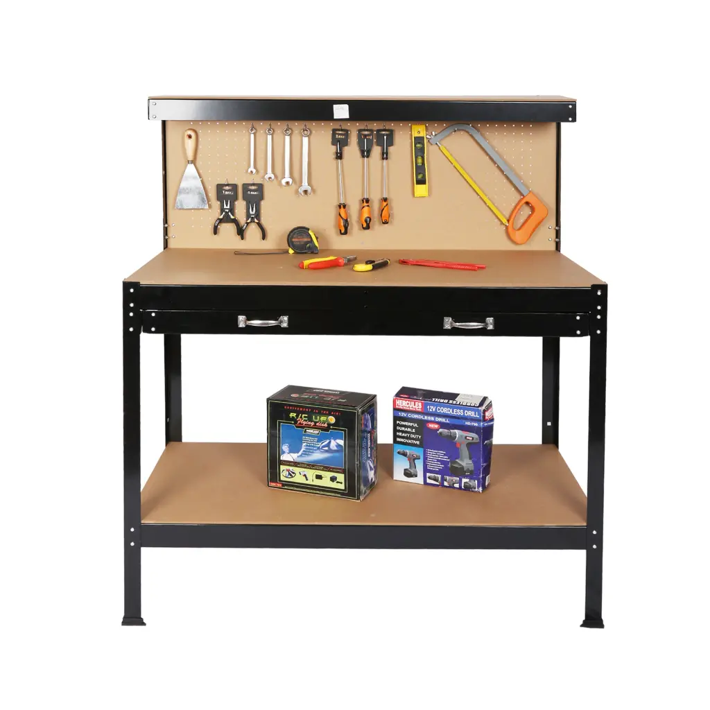 Wood Work Bench 115Cm Black Carbon Steel Heavy Duty g-h