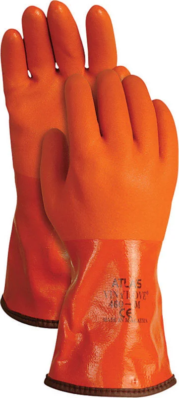 Atlas Unisex PVC Coated Work Gloves Orange L Pack 12 Heavy Duty