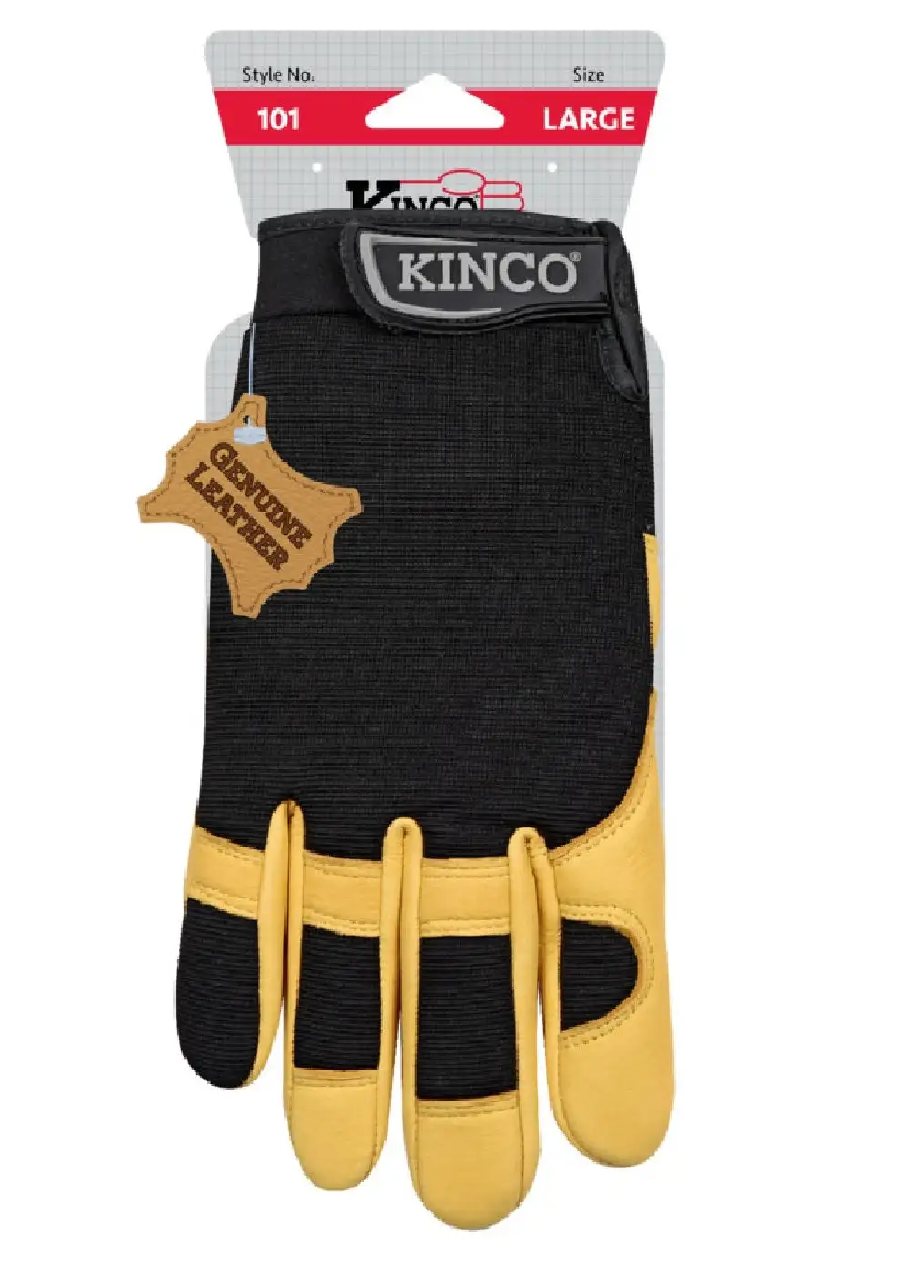 Kinco 101-L Grain Deerskin & Synthetic Hybrid Gloves Pull-Strap Large