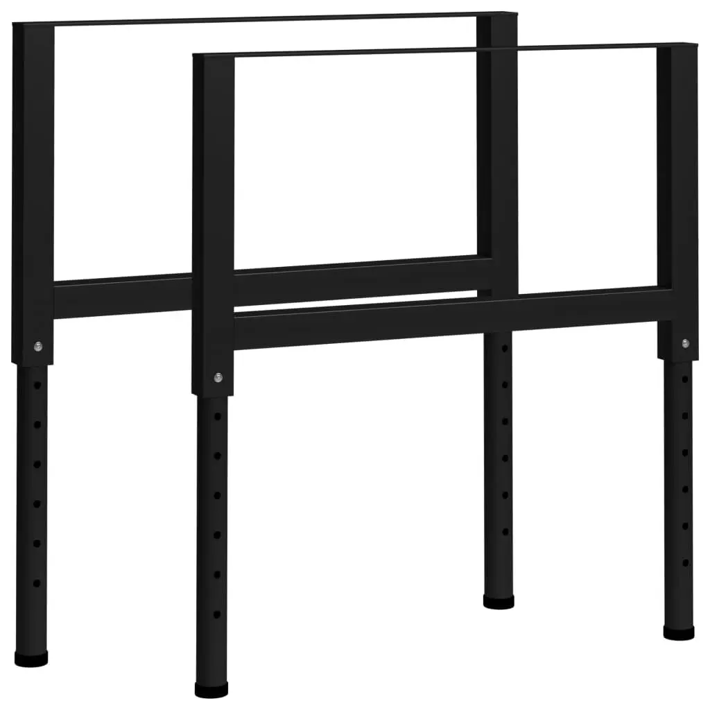 2 Piece Adjustable Work Bench Frame Metal 33.5x27.2-37.6 Inch Black