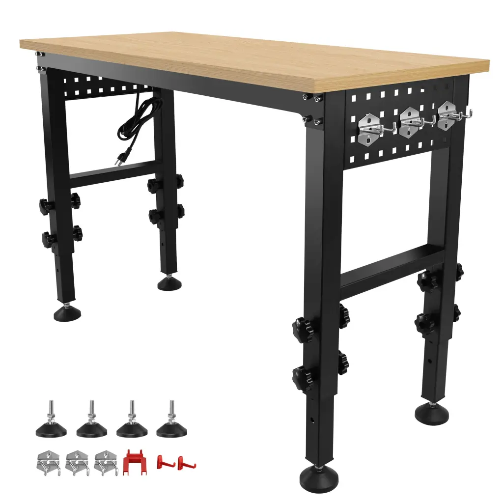 48 Inch Adjustable Workbench Power Outlet Heavy Duty Load Capacity ys